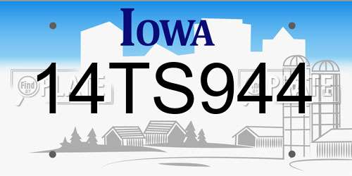 14TS944 Iowa License Plate