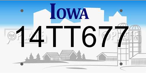 14TT677 Iowa License Plate