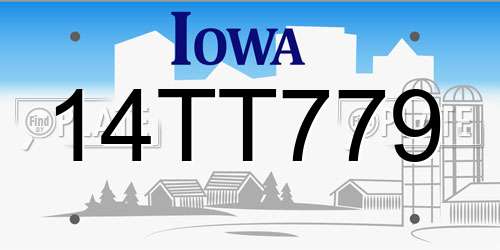 14TT779 Iowa License Plate