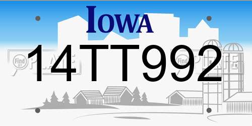 14TT992 Iowa License Plate