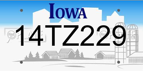14TZ229 Iowa License Plate