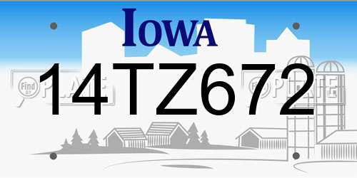14TZ672 Iowa License Plate