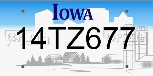 14TZ677 Iowa License Plate