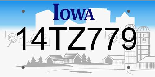 14TZ779 Iowa License Plate
