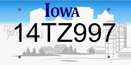 14TZ997 Iowa License Plate
