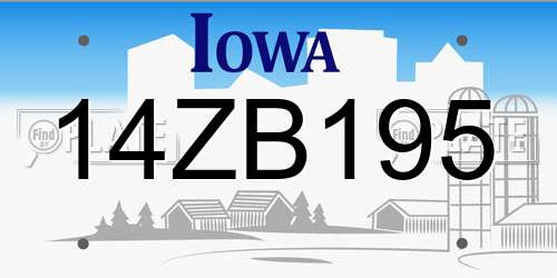 14ZB195 Iowa License Plate