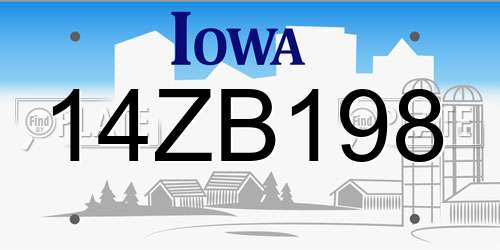 14ZB198 Iowa License Plate