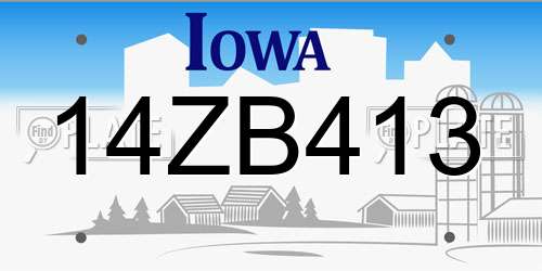 14ZB413 Iowa License Plate