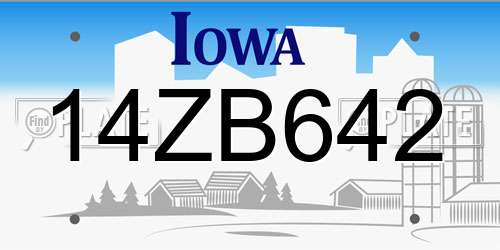 14ZB642 Iowa License Plate