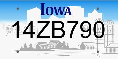 14ZB790 Iowa License Plate