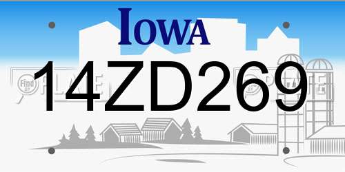 14ZD269 Iowa License Plate