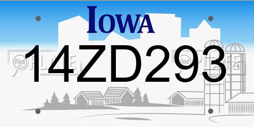 14ZD293 Iowa License Plate