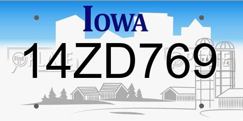 14ZD769 Iowa License Plate