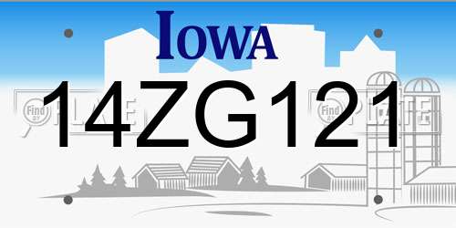 14ZG121 Iowa License Plate