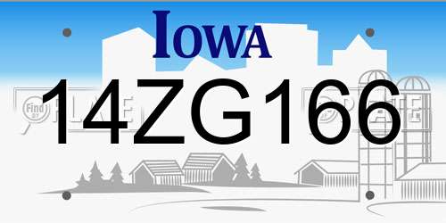14ZG166 Iowa License Plate