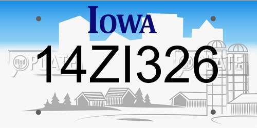 14ZI326 Iowa License Plate
