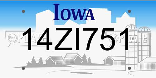 14ZI751 Iowa License Plate
