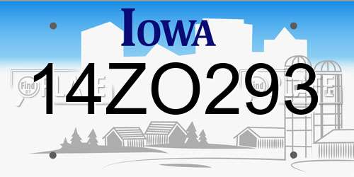 14ZO293 Iowa License Plate