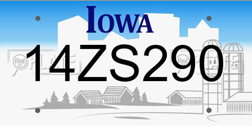 14ZS290 Iowa License Plate