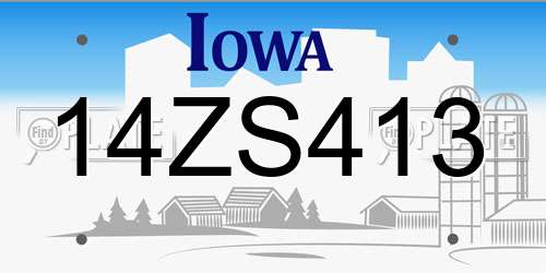 14ZS413 Iowa License Plate