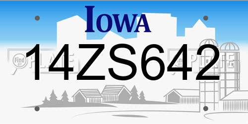 14ZS642 Iowa License Plate