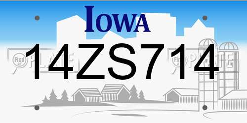 14ZS714 Iowa License Plate
