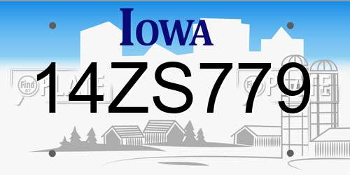 14ZS779 Iowa License Plate