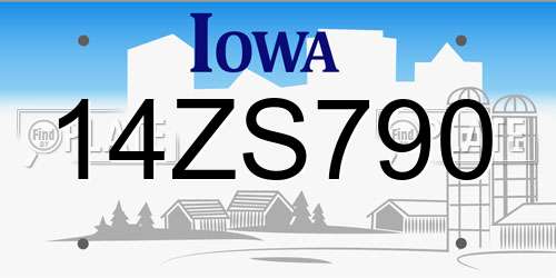 14ZS790 Iowa License Plate