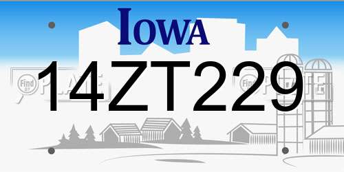14ZT229 Iowa License Plate