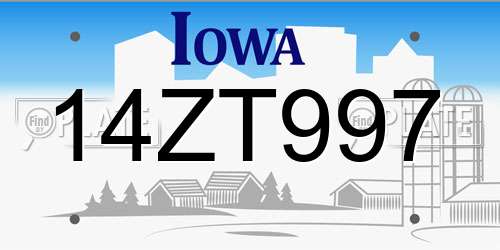 14ZT997 Iowa License Plate