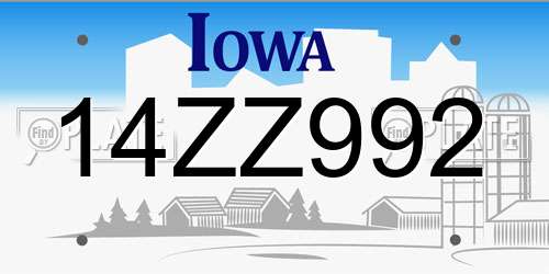 14ZZ992 Iowa License Plate