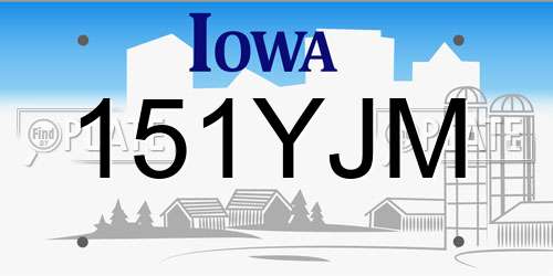 151YJM Iowa License Plate