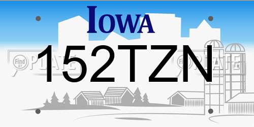 152TZN Iowa License Plate