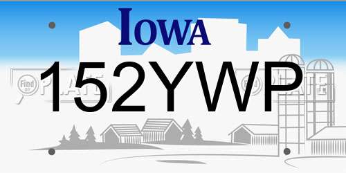 152YWP Iowa License Plate