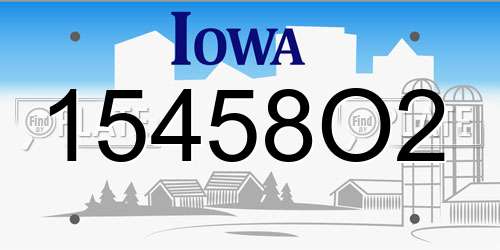 15458O2 Iowa License Plate