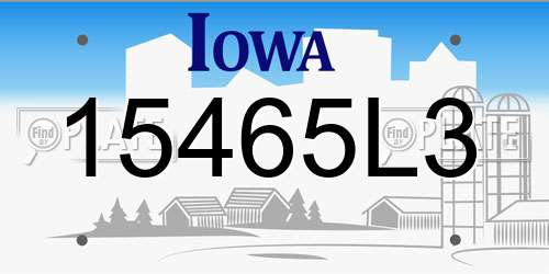 15465L3 Iowa License Plate
