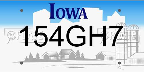 154GH7 Iowa License Plate