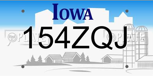 154ZQJ Iowa License Plate