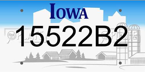 15522B2 Iowa License Plate