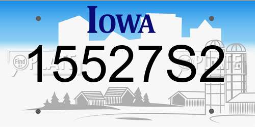 15527S2 Iowa License Plate