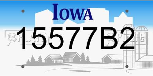 15577B2 Iowa License Plate
