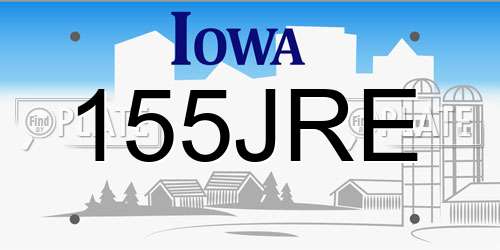 155JRE Iowa License Plate