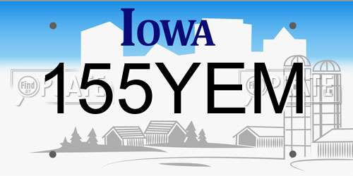 155YEM Iowa License Plate