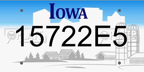 15722E5 Iowa License Plate