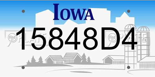 15848D4 Iowa License Plate