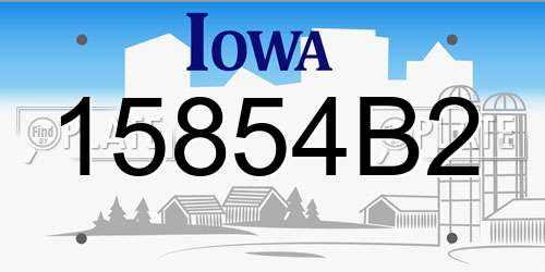 15854B2 Iowa License Plate