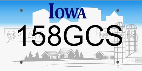 158GCS Iowa License Plate