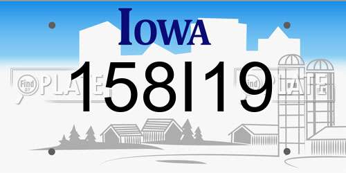 158I19 Iowa License Plate