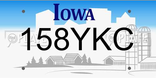 158YKC Iowa License Plate