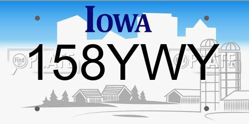158YWY Iowa License Plate